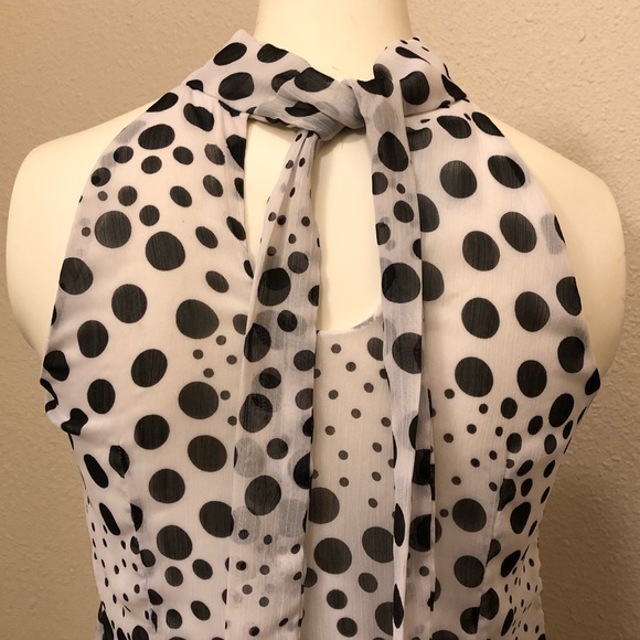 BCX Ruffle front polka dot halter top S - Picture 6 of 8
